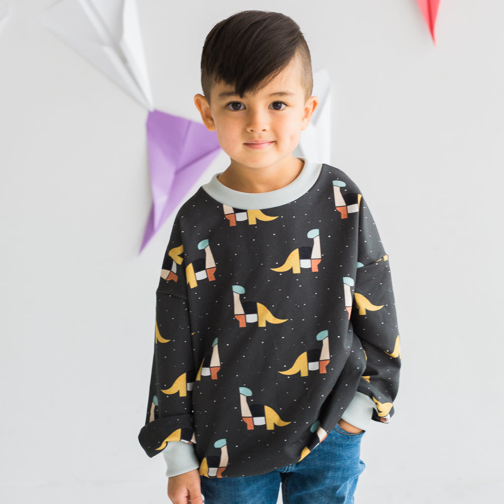 Geometric Dinosaur - Oversized Crew