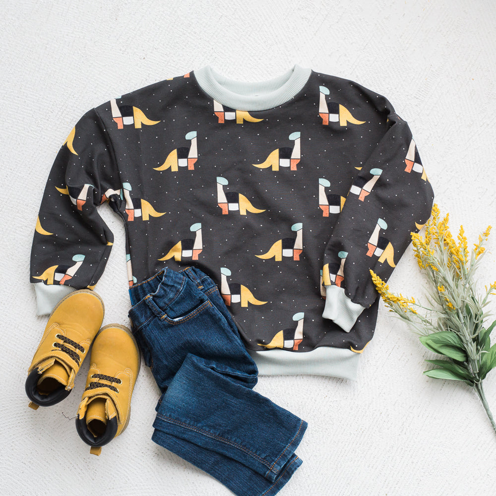 Geometric Dinosaur - Oversized Crew