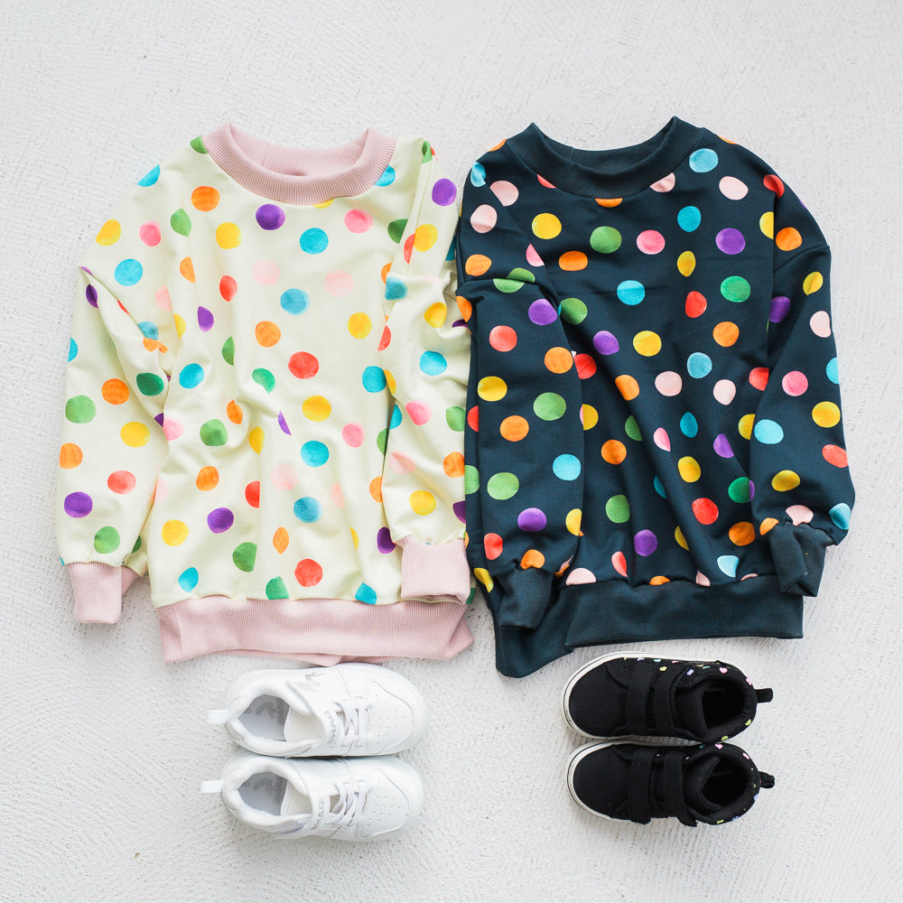 Rainbow Dots Ivory - Oversized Crew
