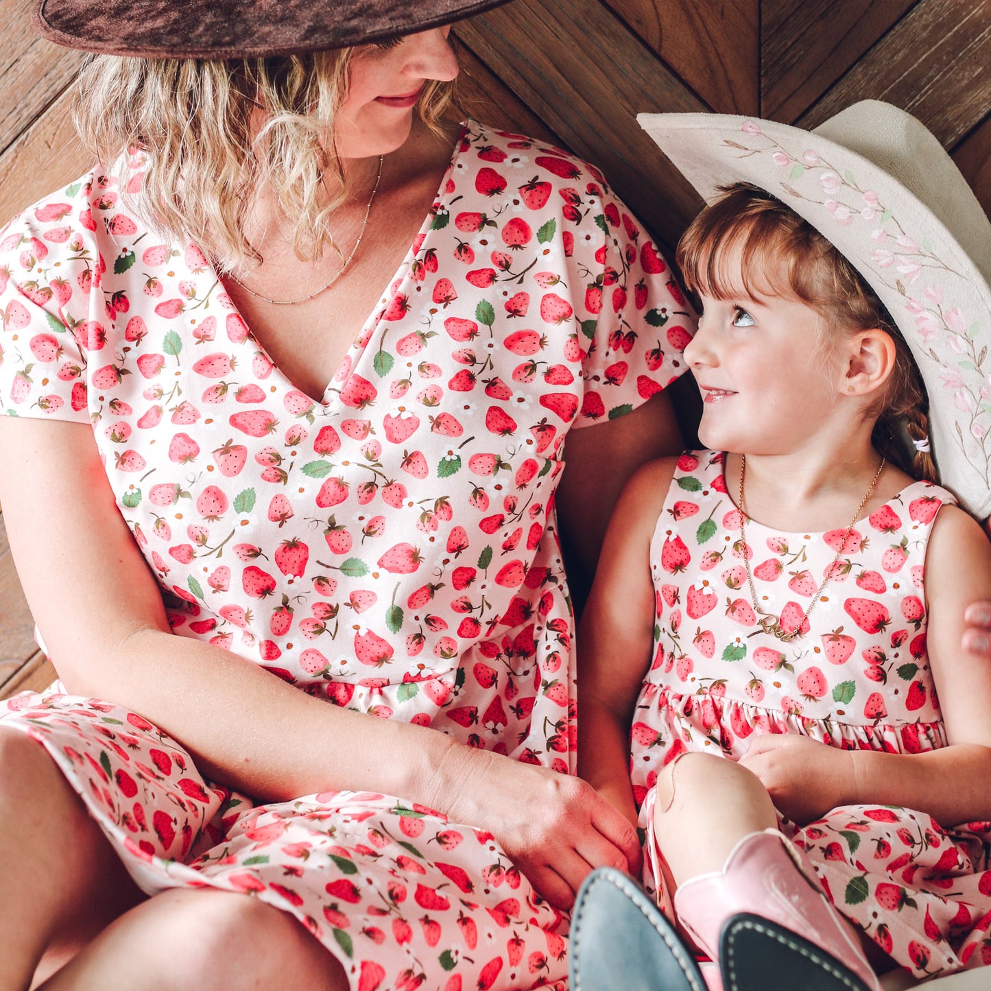 Adult Tiered Dress - Strawberries