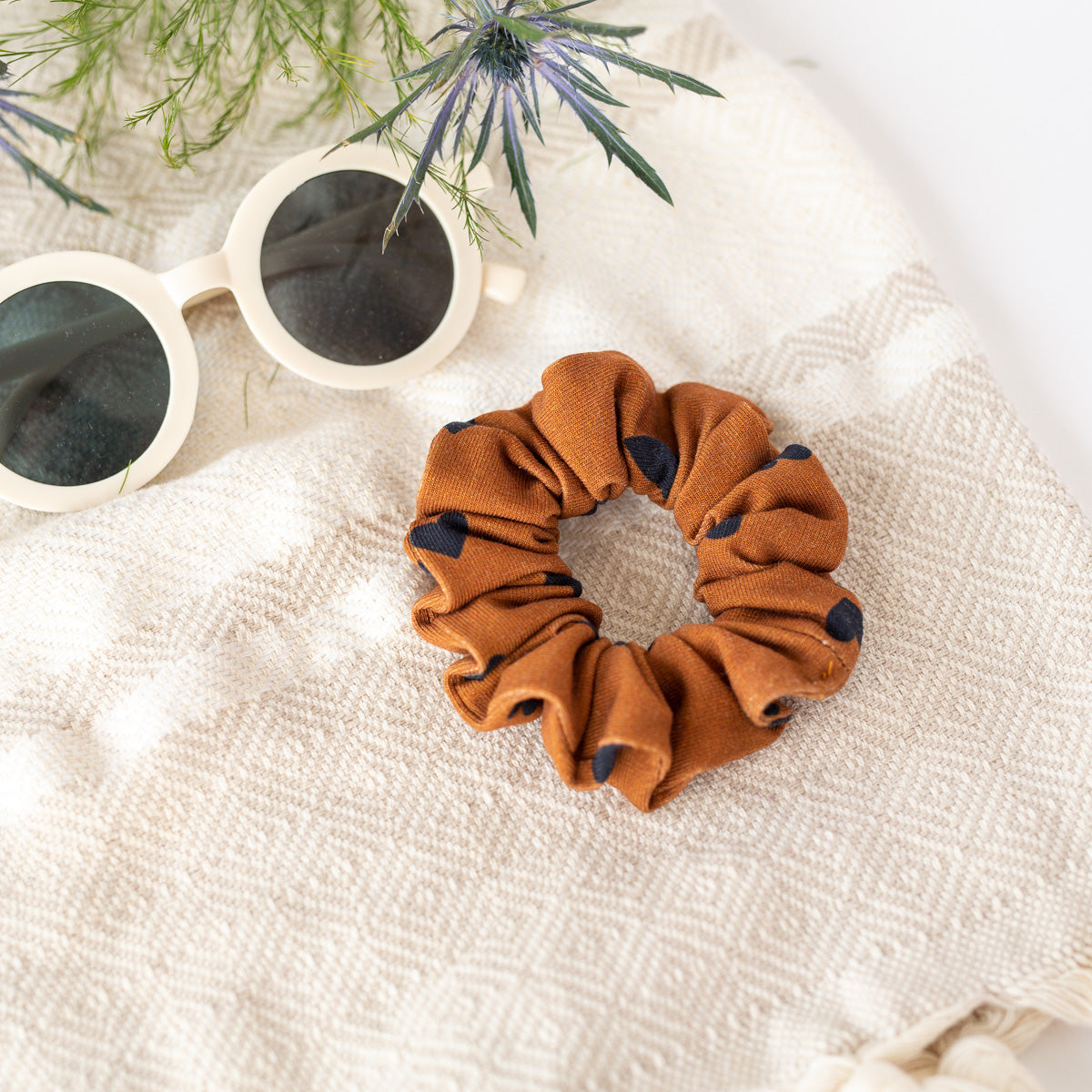 Rust Hearts Scrunchie