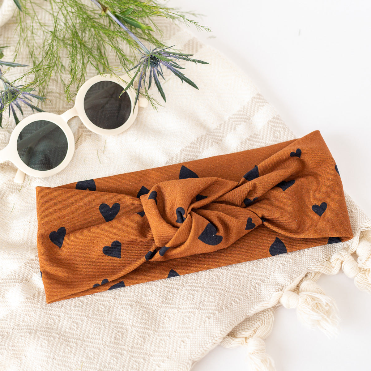 Rust Hearts Knot Headband