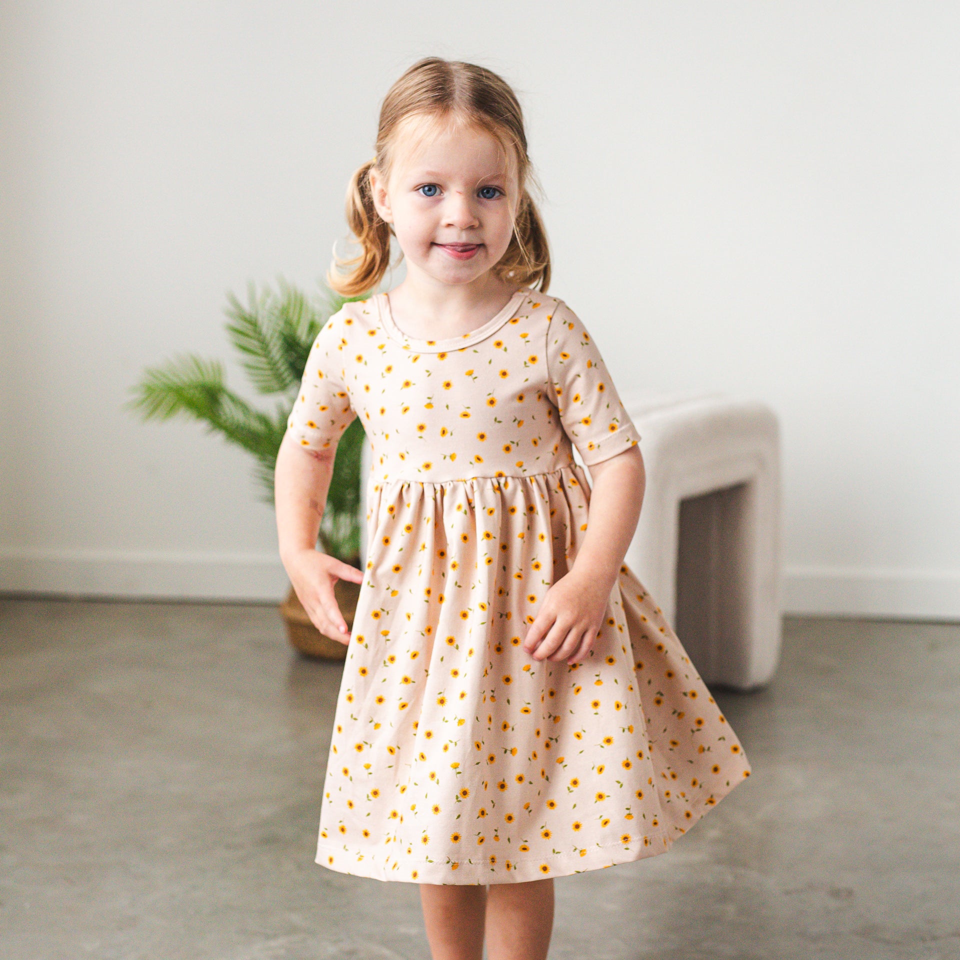 pink floral mini dress with sleeves Floralie Short Sleeve Mini Dress - Pink Floral - XS